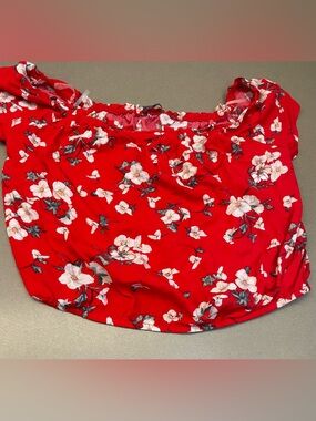 BE COOL Red Floral Off-Shoulder Women's Top